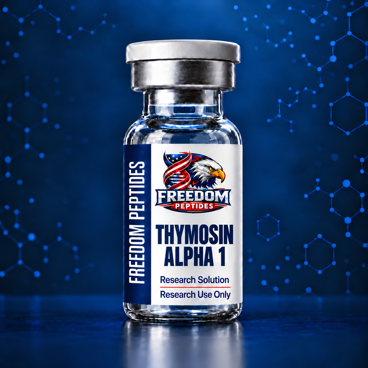 Thymosin Alpha 1 research peptide vial from Freedom Peptides