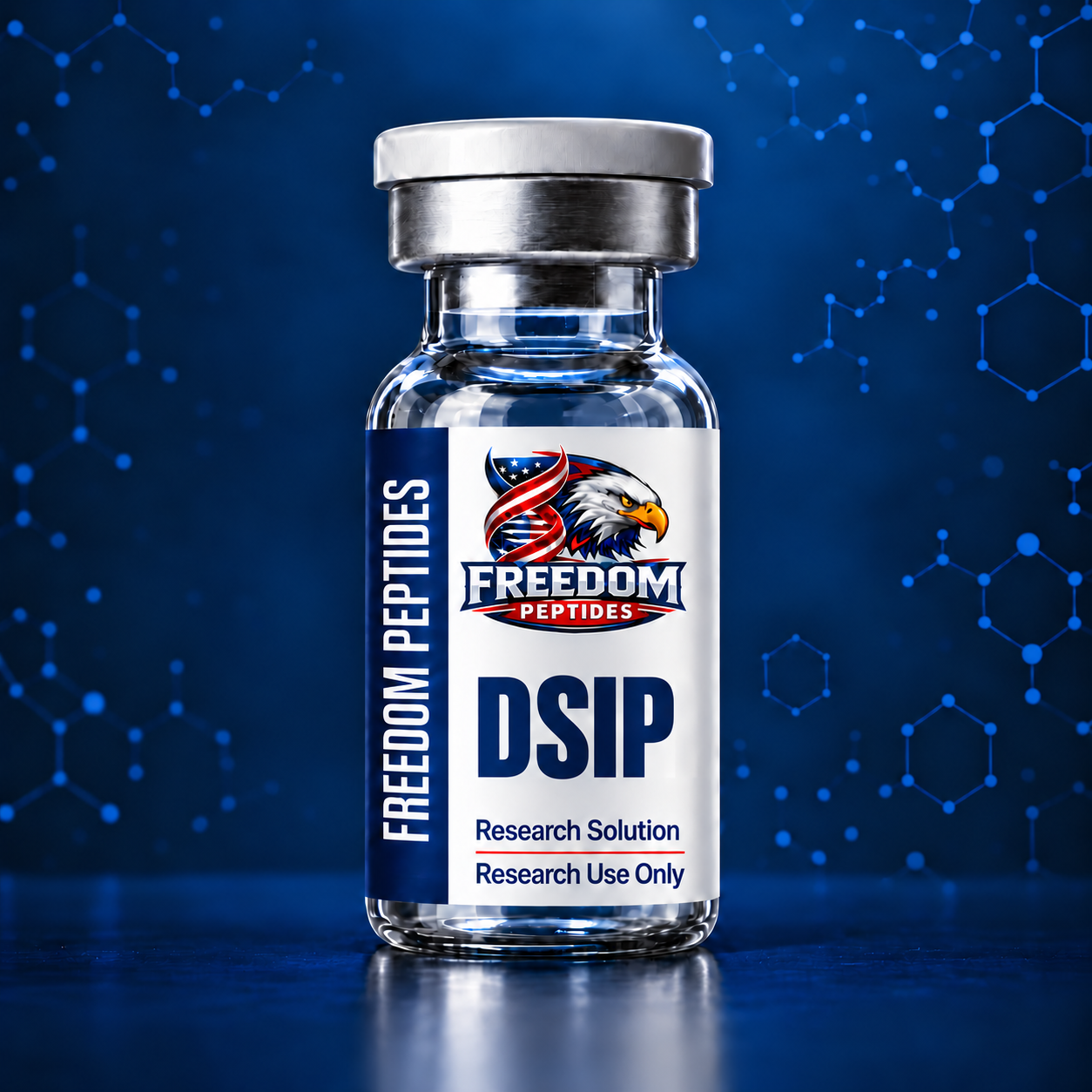 DSIP research peptide vial from Freedom Peptides